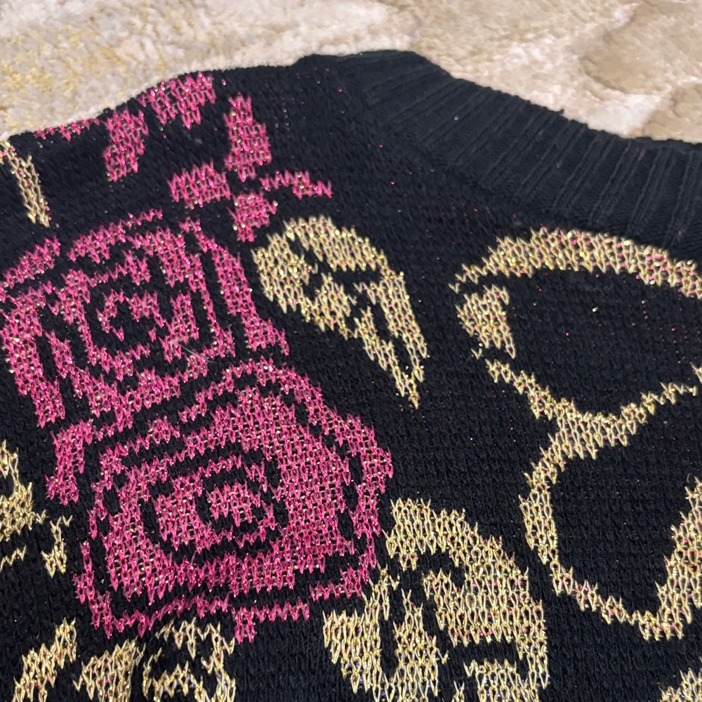 Vintage- Basic Edition- Floral Patterned Black Sw… - image 4